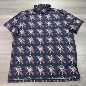 Sosik Polo Shirt Mens 2XL Blue Camo Golf Print Performance Polyester Spandex